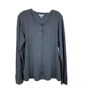 Susina NWT Women's Button Up Cardigan Sweater Size L Gray Long Sleeve